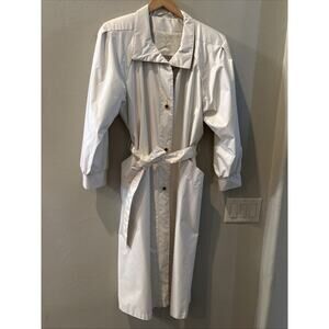 Vintage 80s Tan Cotton Blend Trench Coat with Belt size 9/10 Old Money Quiet Lux